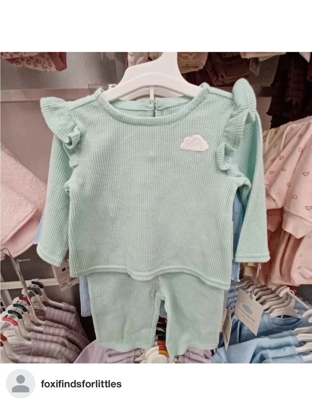 cloud island cream waffle baby Top and pants set with cloud graphic